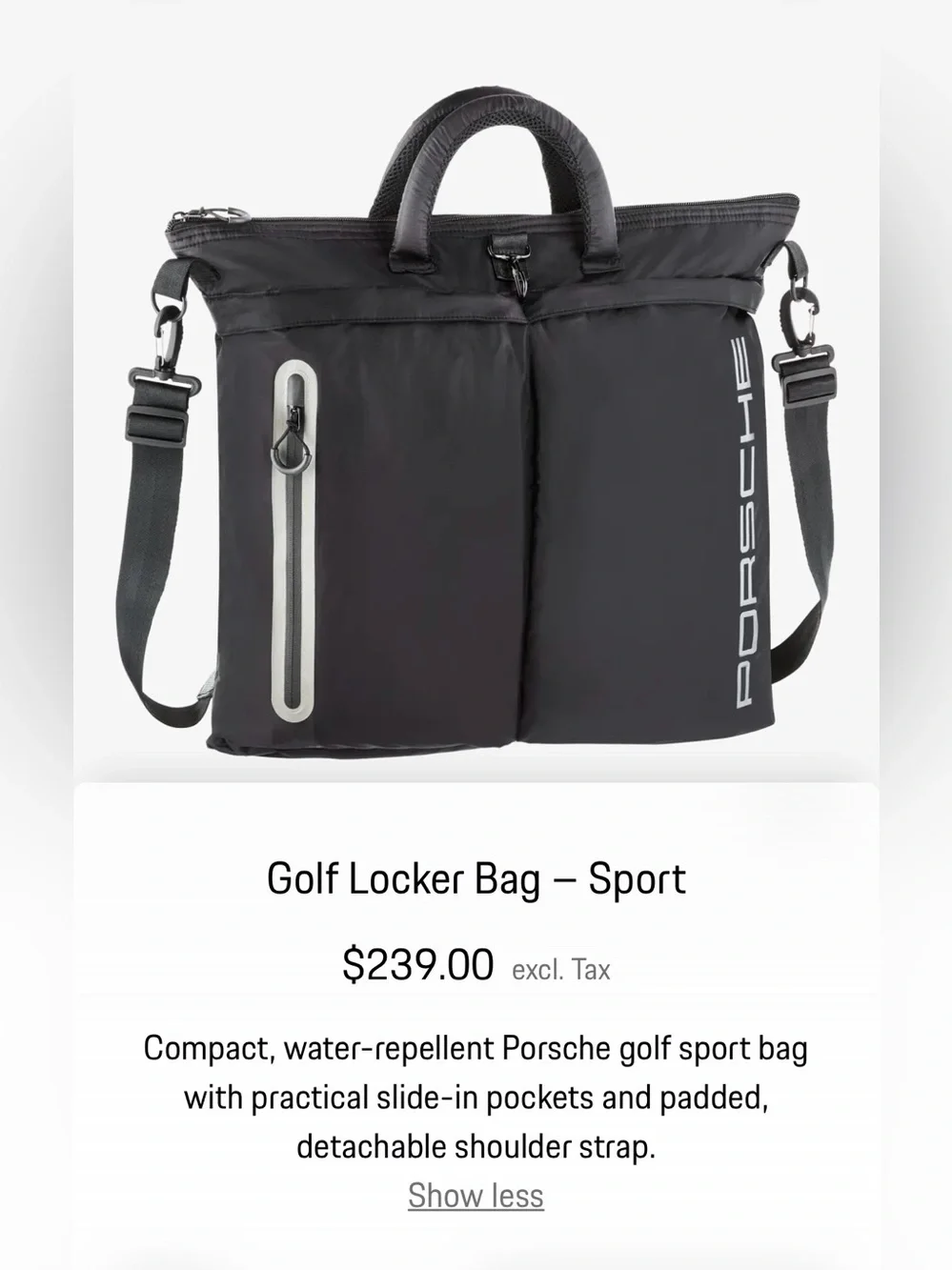 Porsche 🏎️🏌️NWT Golf Locker Bag Sport Black Grey